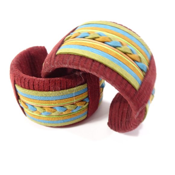 DANNIJO Tasha Suede Braided Wide Cuff Bracelet NWOT $325 Burg Blue Green - Picture 3 of 10